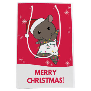 Sacola Para Presentes Média Tapir Christmas Tapire Winter Animals Medium Gift