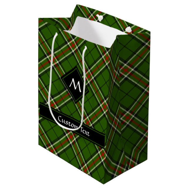 Sacola Para Presentes Média Tartan Verde, Preto, Vermelho e Branco (Frente inclinada)