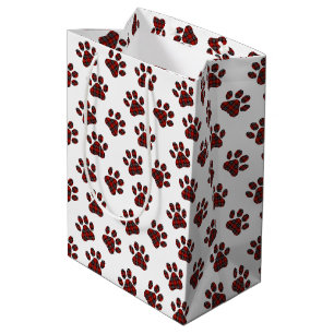 Sacola Para Presentes Média Tartan Xadrez Paw Prints