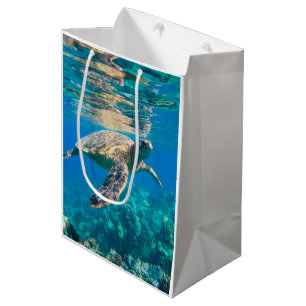 Sacola Para Presentes Média Tartaruga de mar da natação