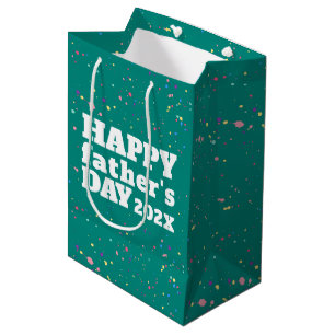 Sacola Para Presentes Média Teal Blue e White Dia de os pais Paint Splatter