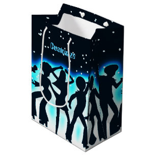 Sacola Para Presentes Média Teal do Partido da Dança Retroativa
