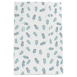 Sacola Para Presentes Média Teal Mistletoy Holiday Medium Gift Bag
