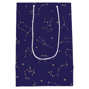 Sacola Para Presentes Média Tema Celestial Dourado de Star Solareclipe