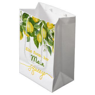 Sacola Para Presentes Média Tema de casamento de limão Main Squeeze para chá d