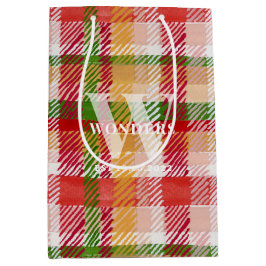 Sacola Para Presentes Média Tema de Evento ao Ar Livre com Xadrez Tartan Perso