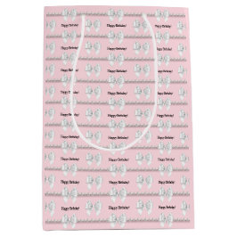 Sacola Para Presentes Média Tema Glam Pink Tiffany Bougie Aniversário Feliz