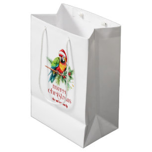 Sacola Para Presentes Média Tema Natal Tropical Retro Texto