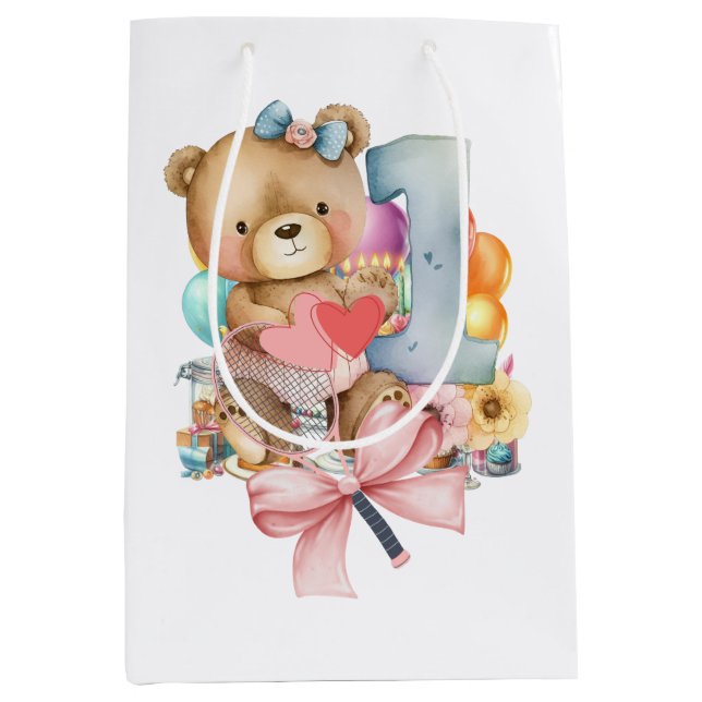 Sacola Para Presentes Média Tênis primeiro aniversario para tema rosa para men (Frente)