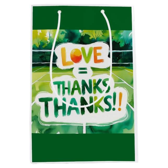 Sacola Para Presentes Média Tênis tribunal com amor e obrigados (Frente)