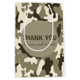 Sacola Para Presentes Média Terthy Brown & Tan Camouflage Obrigado