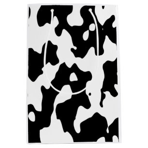 Sacola Para Presentes Média Teste padrão da vaca preto e branco
