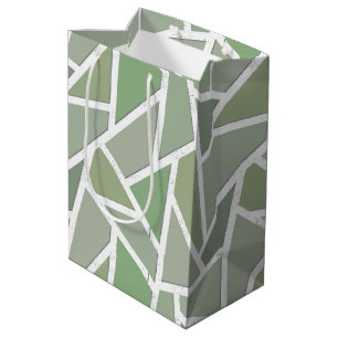 Sacola Para Presentes Média Teste padrão de mosaico da verde azeitona
