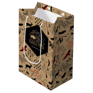 Sacola Para Presentes Média Teste padrão do Natal/Kraft maravilhoso