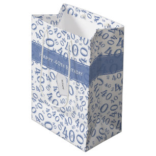 Sacola Para Presentes Média Teste padrão feliz do número do aniversário de 40