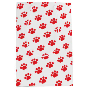 Sacola Para Presentes Média Teste padrão vermelho do impressão da pata