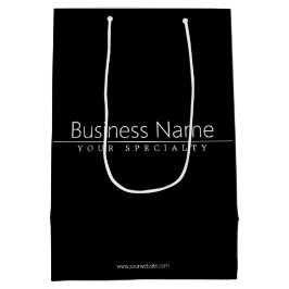 Sacola Para Presentes Média Texto Branco Simples e Sofisticado sobre Preto