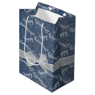 Sacola Para Presentes Média Texto De Aposentação Feliz Em Denim