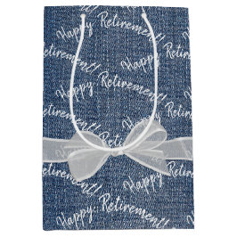 Sacola Para Presentes Média Texto De Aposentação Feliz Em Denim