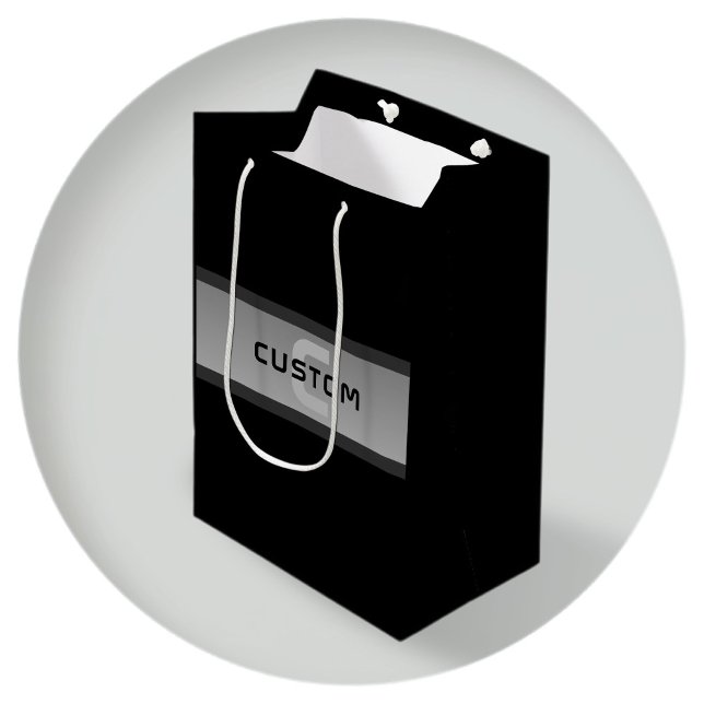 Sacola Para Presentes Média Texto em Camadas Personalizável Moderno | Preto e  (Criador carregado)