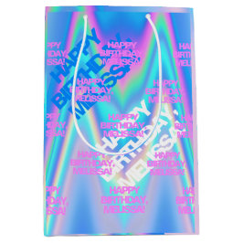 Sacola Para Presentes Média Texto holográfico personalizado Chegando ao Arco-Í