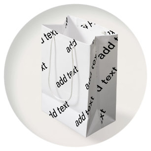 Sacola Para Presentes Média Texto repetitivo personalizável Branco e preto mod