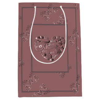 Sacola Para Presentes Média "Thank you" Dusty Rose