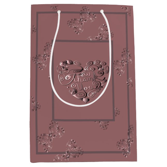 Sacola Para Presentes Média "Thank you" Dusty Rose (Frente)