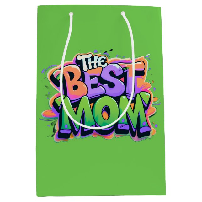 Sacola Para Presentes Média The best mom style graffiti (Frente)