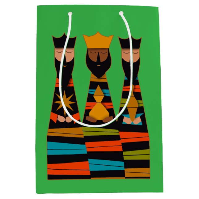 Sacola Para Presentes Média Three Wise Men Modern Mid-Century (Frente)