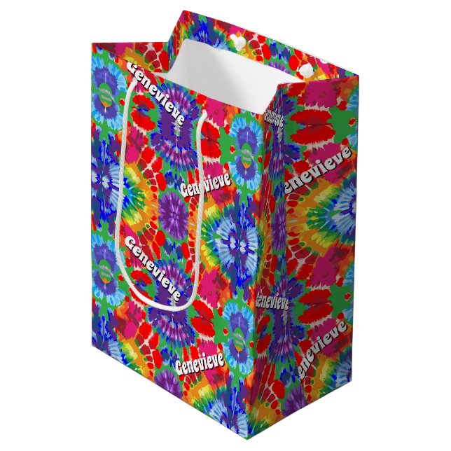 Sacola Para Presentes Média Tie-Dye Personalizado (Frente inclinada)