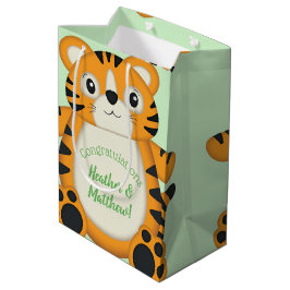 Sacola Para Presentes Média Tiger Chá de fraldas Verde