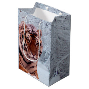 Sacola Para Presentes Média Tigre e neve