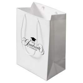 Sacola Para Presentes Média Tipografia de Script Preto Elegante do formando