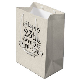 Sacola Para Presentes Média Tipografia Dourada do Aniversário de Casamento de 