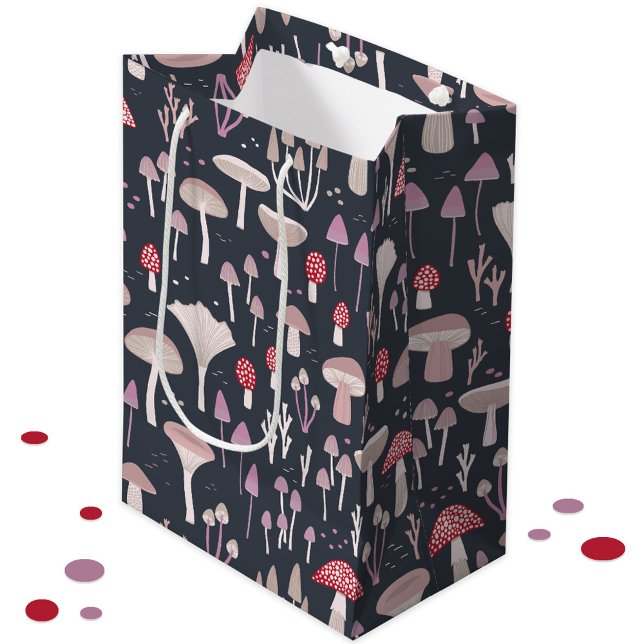 Sacola Para Presentes Média Toadstool Fungi (Mushroom, toadstool and fungi woodland pattern gift bag)