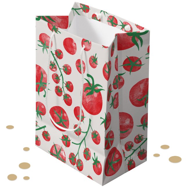 Sacola Para Presentes Média Tomate Watercolor (Fun tomato watercolor gift bag)