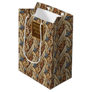 Sacola Para Presentes Média Tons da Terra Padrão de Feliz de Natal nº 21 ID100