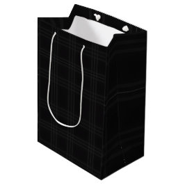 Sacola Para Presentes Média Tons Negros Ricos Padrão Xadrez Tartan Escocês
