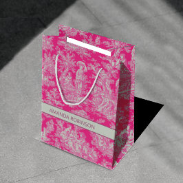 Sacola Para Presentes Média Tóquio rosa quente de jouy