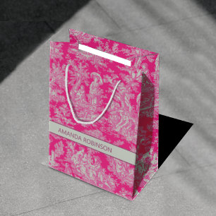 Sacola Para Presentes Média Tóquio rosa quente de jouy