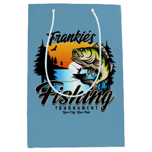Sacola Para Presentes Média Torneio de Pesca Personalizado Peixe Pescador Trut