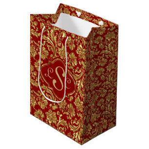 Sacola Para Presentes Média Torneiras Douradas E Monogramas