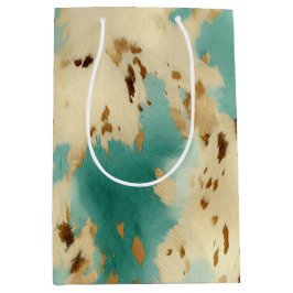 Sacola Para Presentes Média Torquoise, Dourado