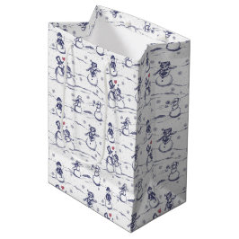 Sacola Para Presentes Média Torre de desfile do boneco de neve - azul