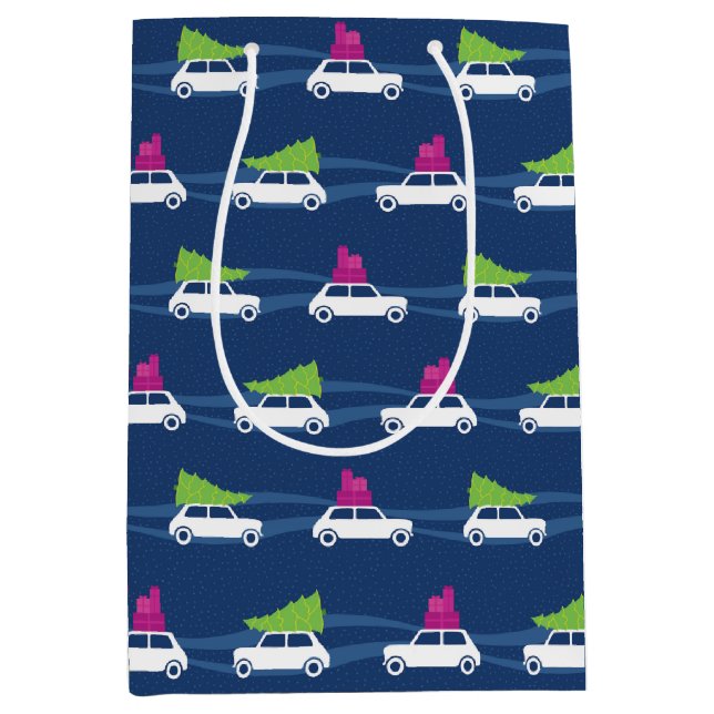 Sacola Para Presentes Média Tráfego de Natal Mini Cooper (Frente)