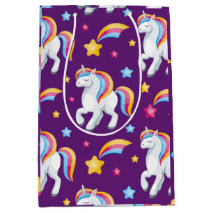 Sacola Para Presentes Média Traje de Cavalo Mágico de Unicórnio Padrão