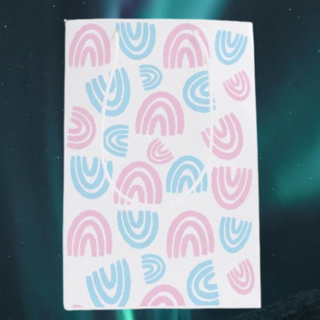 Sacola Para Presentes Média Trans Pride Pastel Arco-Íris Bag Gift (Criador carregado)