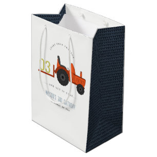 Sacola Para Presentes Média Trator De Fazenda Vermelho Cortado De Ferrugem Cri