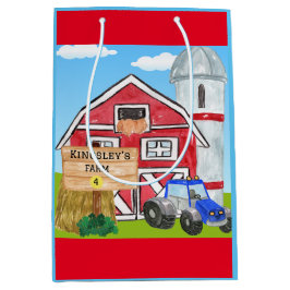 Sacola Para Presentes Média Trator Fazenda Azul do MacDonald Antigo Personaliz